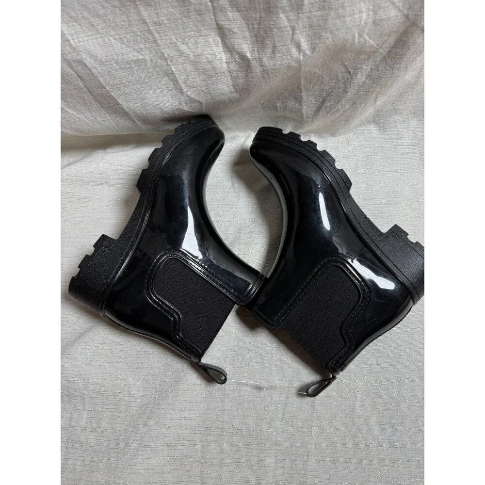 Capelli New York Ankle Rain Boots Womens Black Sz9 Shiny Rubber Never Worn
